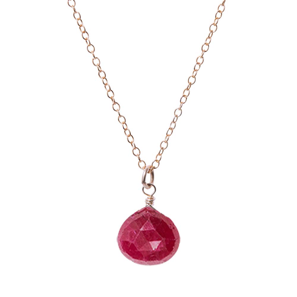 Rose Gold-fill Ruby necklace, Rose Gold-fill Ruby gemstone necklace, Rose Gold-fill Ruby birthstone necklace