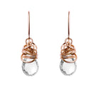 Handmade White Topaz dangle earrings in Rose Gold-fill for perfect birthstone gift