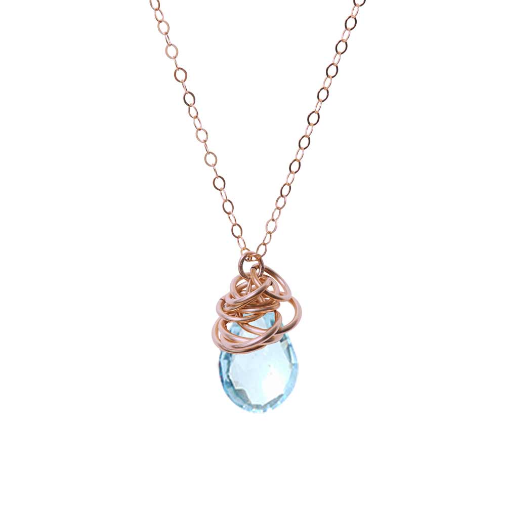 Rose gold-fill Aquamarine necklace, Rose gold-fill Aquamarine gemstone necklace, Rose gold-fill Aquamarine birthstone necklace