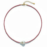 Pink Beaded Pearl Choker