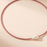 Pink Beaded Pearl Choker