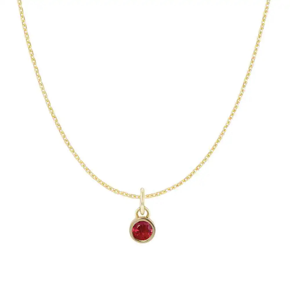 Handmade 14K rose gold Ruby Birthstone Charm Necklace makes a peferfect birthstone gift variant--14K-yellow-gold variant--Ruby