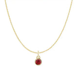 Handmade 14K rose gold Ruby Birthstone Charm Necklace makes a perfect birthstone gift variant--14K-yellow-gold variant--Ruby