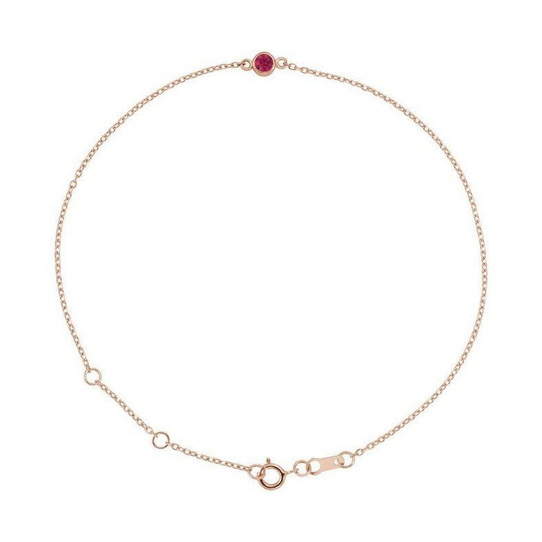 Ruby / Jul 14K rose gold bracelet, Ruby / Jul 14K rose gold birthstone bracelet, Ruby / Jul 14K rose gold gemstone bracelet