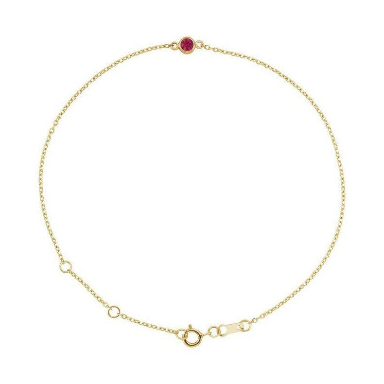 Ruby / Jul 14K yellow gold bracelet, Ruby / Jul 14K yellow gold birthstone bracelet, Ruby / Jul 14K yellow gold gemstone bracelet