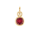 Ruby birthstone charm in 14k yellow gold — classic July birthstone jewelry gift.