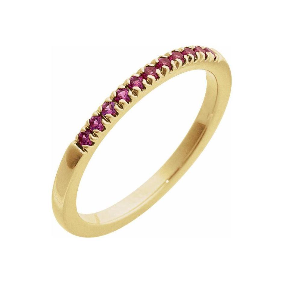 Ruby-Birthstone Stackable Band-14K yellow gold