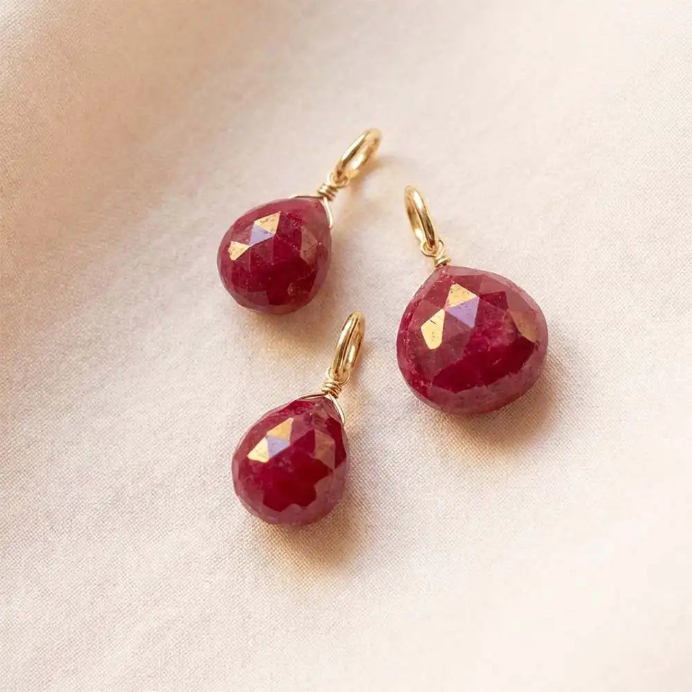 Gift-ready Small Gold-fill Ruby briolette charm USA