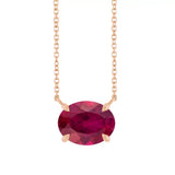 Ruby East West Oval Necklace in 14K rose gold variant--14K-rose-gold variant--Ruby