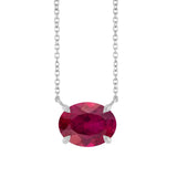 Ruby East West Oval Necklace in Sterling silver variant--Sterling-silver variant--Ruby