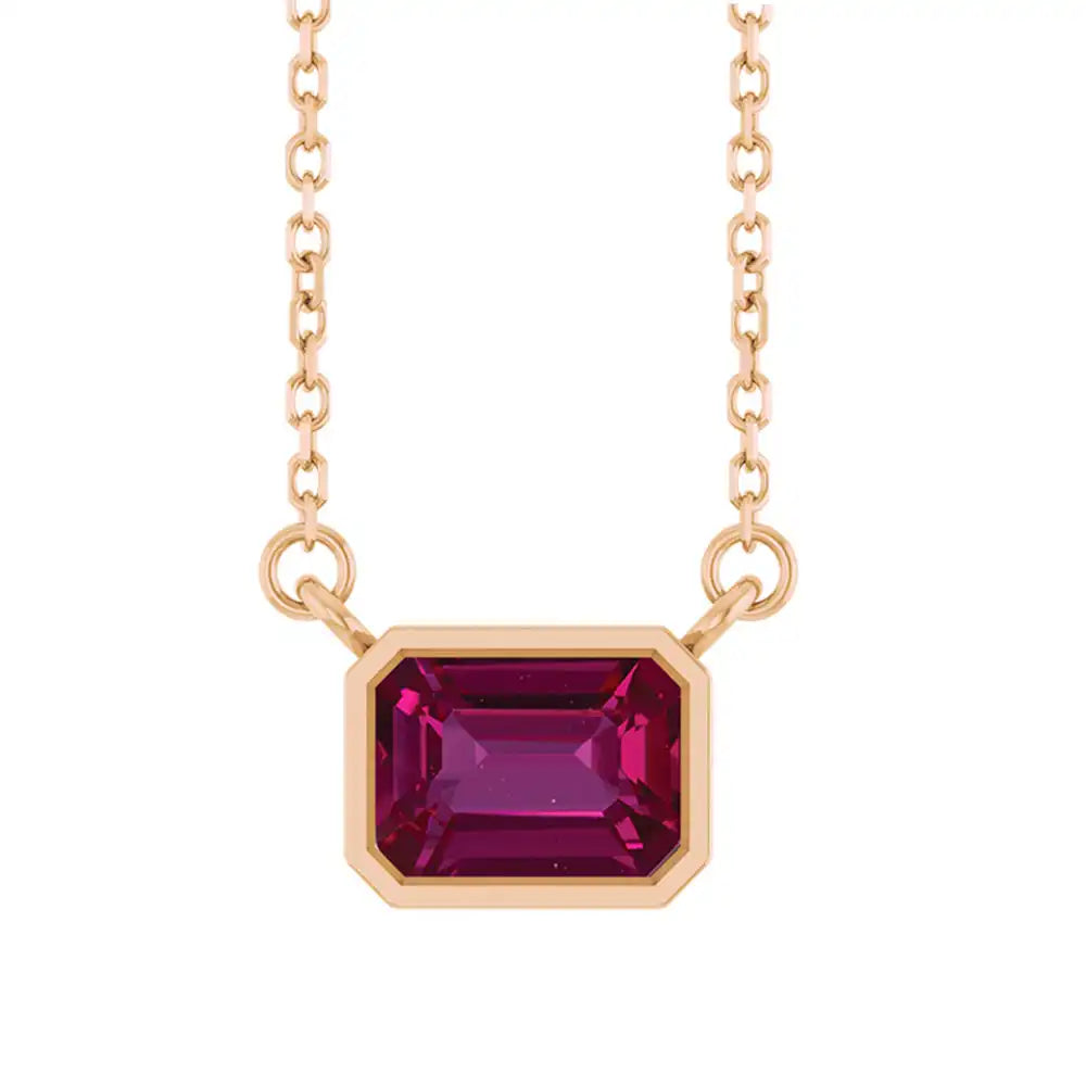 East West Emerald-Cut 14K rose gold Necklace in Ruby variant--14K-rose-gold variant--Ruby