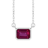 East West Emerald-Cut Sterling silver Necklace in Ruby variant--Sterling-silver variant--Ruby