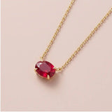 East-west oval ruby necklace in yellow gold on a delicate 18-inch chain variant--Ruby variant--Sterling-silver variant--14K-white-gold variant--14K-yellow-gold variant--14K-rose-gold