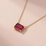 Ruby baguette necklace on 18inch chain 14K-yellow-gold variant-14K-white-gold variant-14K-rose-gold variant-Sterling-silver