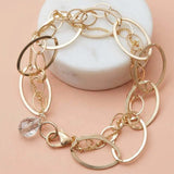 Natural rutilated quartz woven chain bracelet in sterling silver, styled on chain necklace