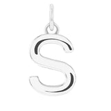 Modern initial charm letter S in 14K white gold variant--S variant--Sterling-silver variant--14K-white-gold