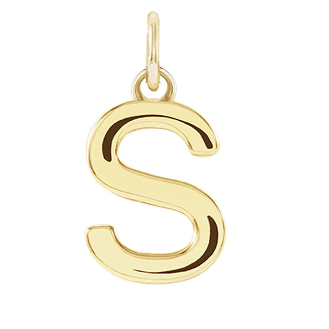 Modern initial charm letter S in 14K yellow gold variant--S variant--14K-yellow-gold