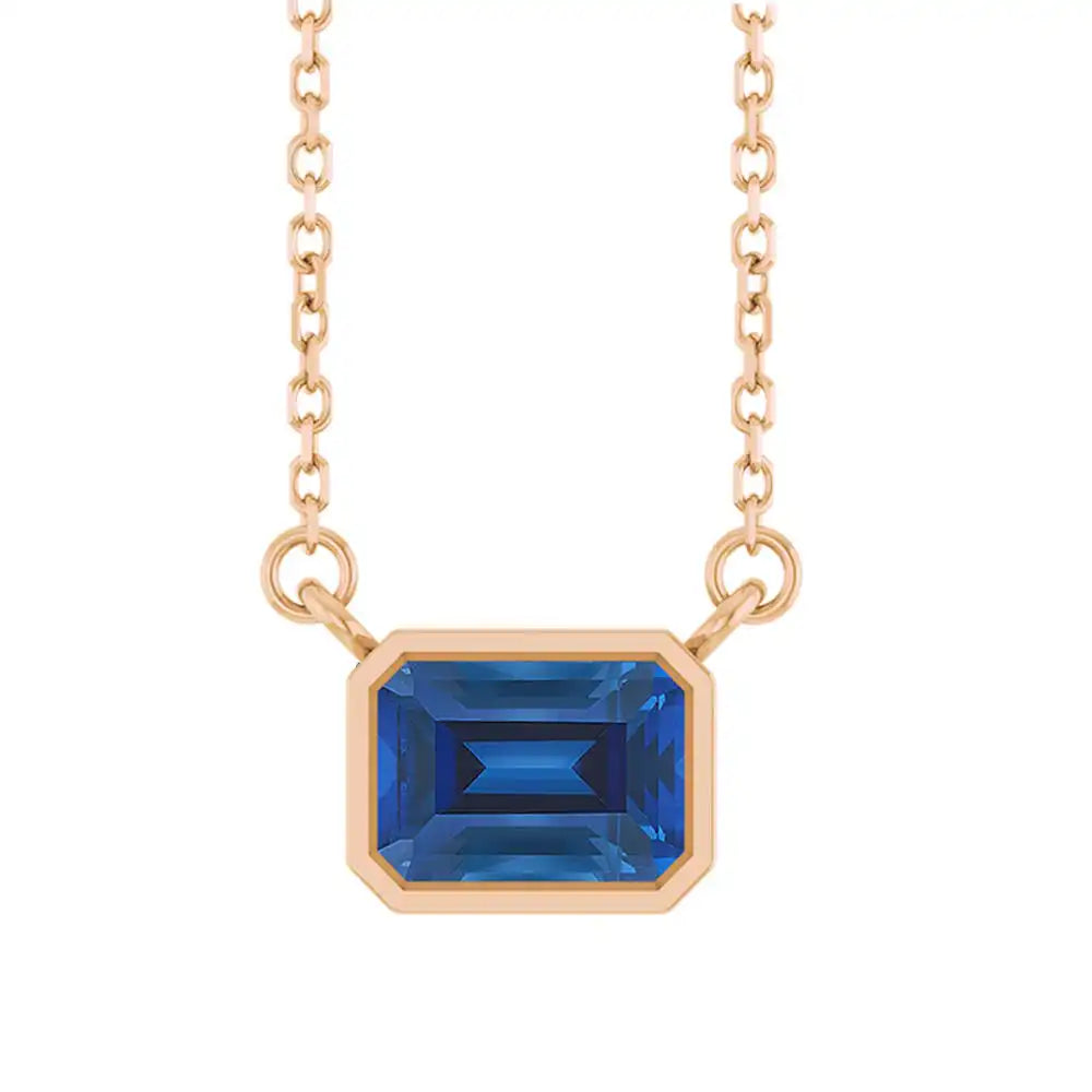 East West Emerald-Cut 14K rose gold Necklace in Sapphire variant--14K-rose-gold variant--Sapphire