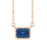East West Emerald-Cut 14K rose gold Necklace in Sapphire variant--14K-rose-gold variant--Sapphire