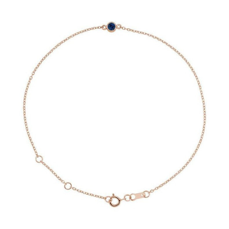 Sapphire / Sep 14K rose gold bracelet, Sapphire / Sep 14K rose gold birthstone bracelet, Sapphire / Sep 14K rose gold gemstone bracelet