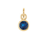 September birthstone charm featuring a bezel-set 3mm sapphire in 14K recycled gold variant--14K-yellow-gold