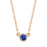 Bezel-set sapphire birthstone necklace in 14K rose gold, product view variant--14K-rose-gold variant--Sapphire