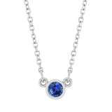 Bezel-set sapphire birthstone necklace in 14K white gold, pendant detail variant--14K-white-gold