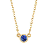 Bezel-set sapphire birthstone necklace in 14K white gold, pendant detail variant--14K-white-gold variant--Sapphire