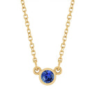 Bezel-set sapphire birthstone necklace in 14K yellow gold, product view variant--14K rose gold