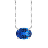 Sterling silver sapphire birthstone necklace with east-west prong setting variant--Sapphire variant--Sterling-silver