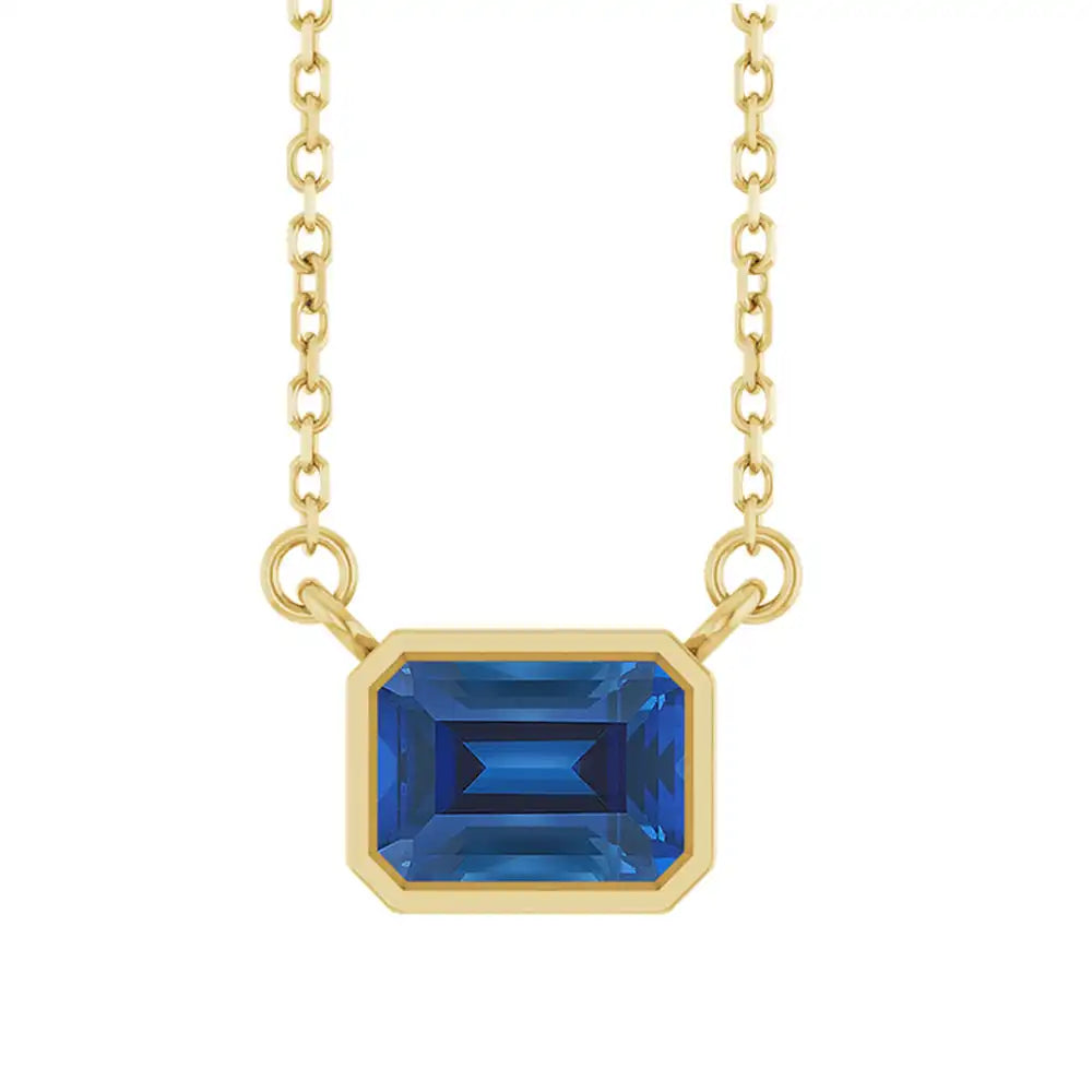 East West Emerald-Cut 14K yellow gold Necklace in Sapphire variant--14K-yellow-gold variant--Sapphire