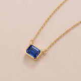 Emerald-cut sapphire solitaire necklace in yellow gold variant--14K-yellow-gold variant--14K-white-gold variant--14K-rose-gold variant--Sterling-silver variant--Sapphire