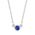 Bezel-set sapphire birthstone necklace in sterling silver, product view variant--14K white gold