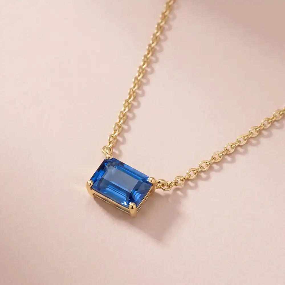 Sapphire emerald-cut necklace in 14K white gold variant-14K-yellow-gold variant-14K-white-gold variant-14K-rose-gold variant-Sterling-silver