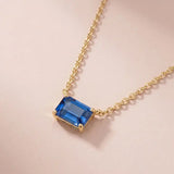 Sapphire emerald-cut necklace in 14K white gold variant-14K-yellow-gold variant-14K-white-gold variant-14K-rose-gold variant-Sterling-silver