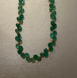 Gemstone beaded necklace with natural stone beads, delicate layering piece