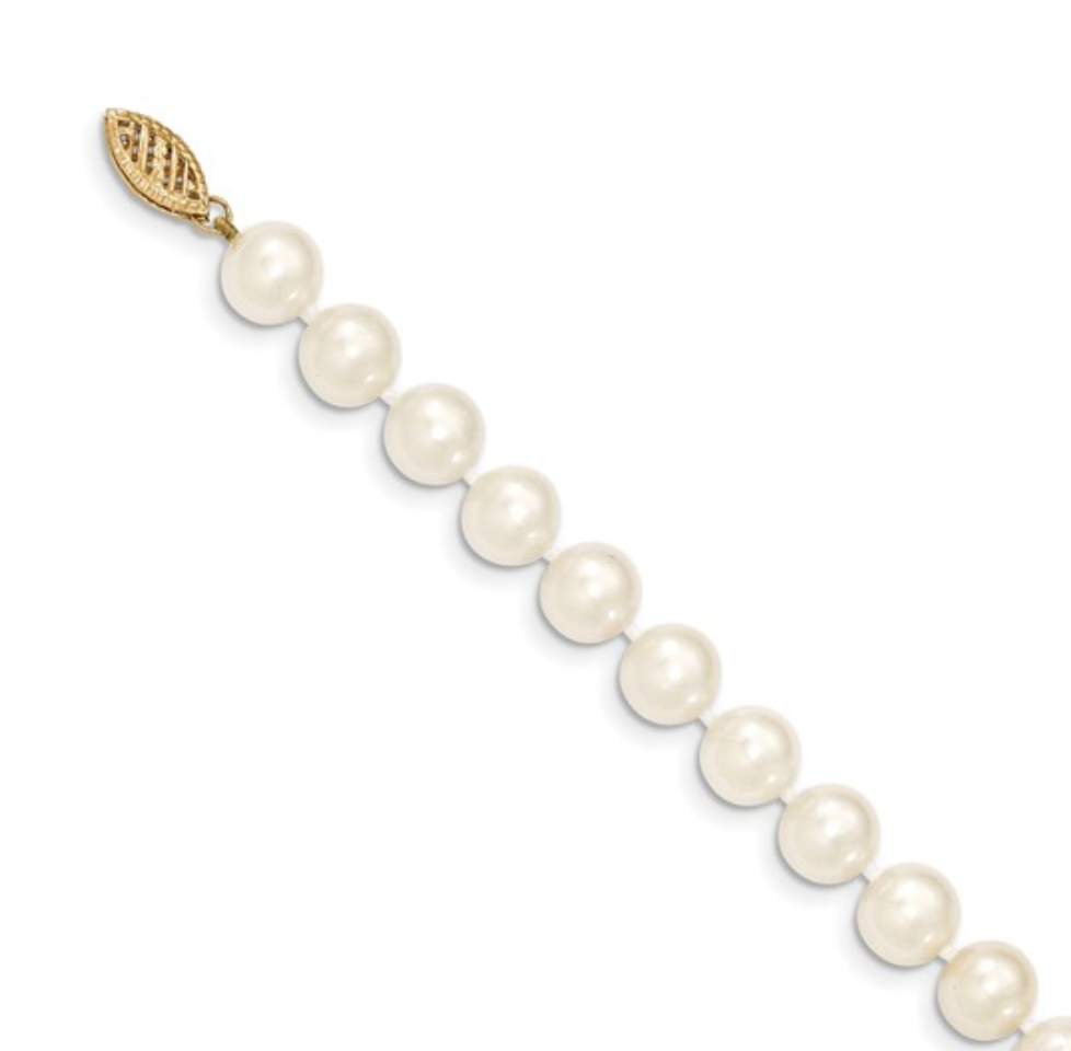 Knotted Pearl Necklace with 14K yellow gold filigree clasp