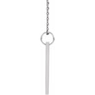 Side view of silver bar necklace