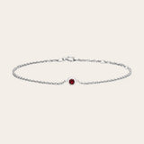 Sterling silver Garnet bracelet, Minimalist garnet birthstone bracelet with bezel setting yellow gold variant--Sterling-silver, variant--Garnet