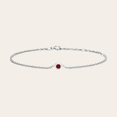 Sterling silver Garnet bracelet, Minimalist garnet birthstone bracelet with bezel setting yellow gold variant--Sterling-silver, variant--Garnet
