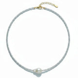 Silver Beaded Pearl Choker