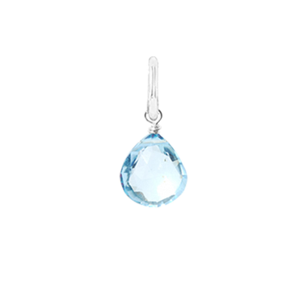 6mm swiss topaz drop charm designed in sterling silver, perfect for custom jewelry creation.