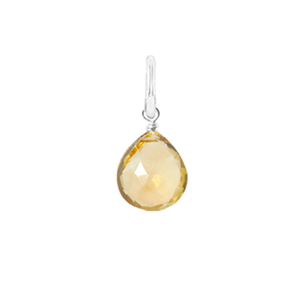 sterling silver-wrapped citrine briolette charm in 6mm, ideal for meaningful gemstone jewelry.