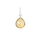 sterling silver-wrapped citrine briolette charm in 6mm, ideal for meaningful gemstone jewelry.