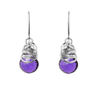 Handmade Amethyst dangle earrings in Sterling silver for perfect birthstone gift