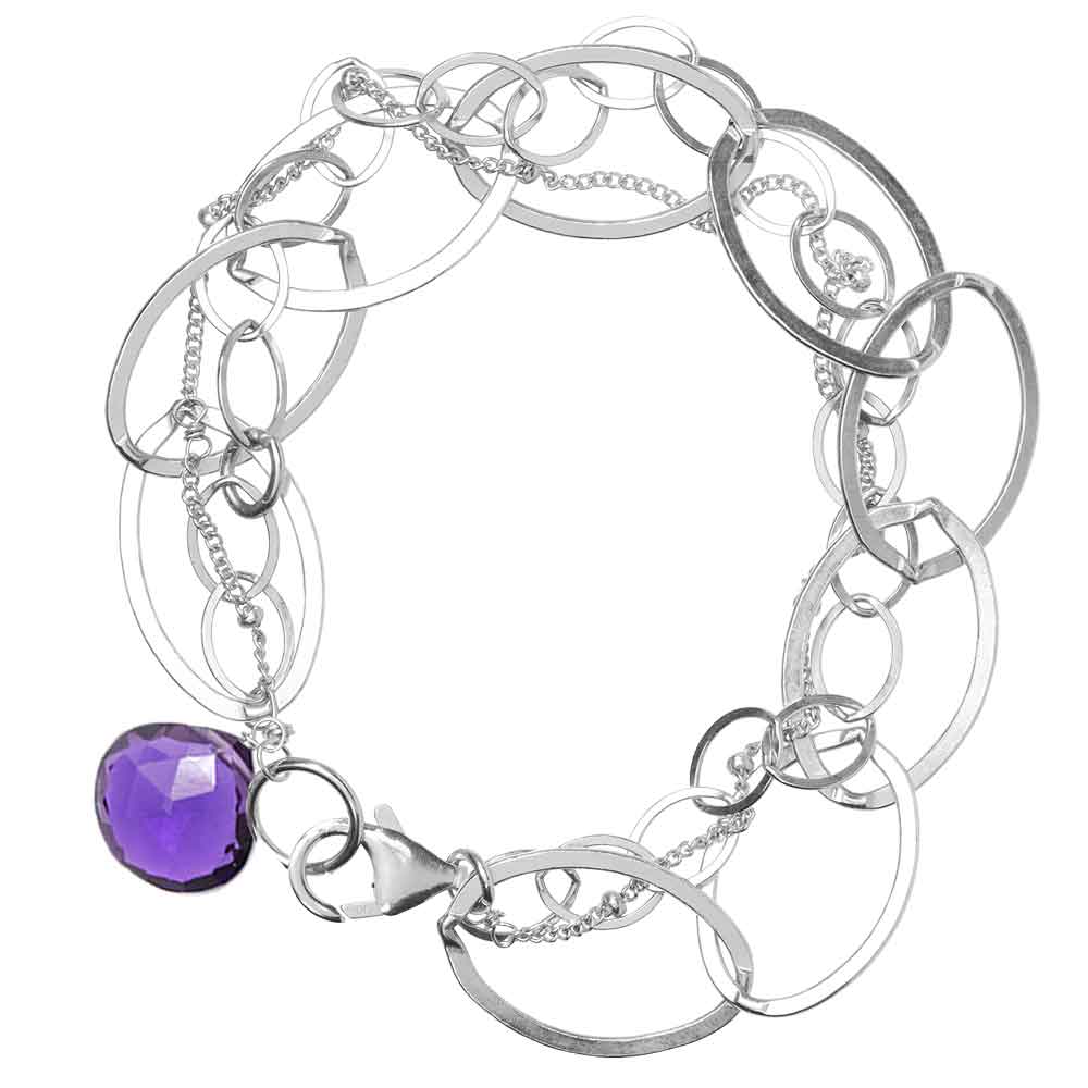 Sterling silver Amethyst bracelet, Sterling silver Amethyst gemstone bracelet, Sterling silver Amethyst birthstone bracelet