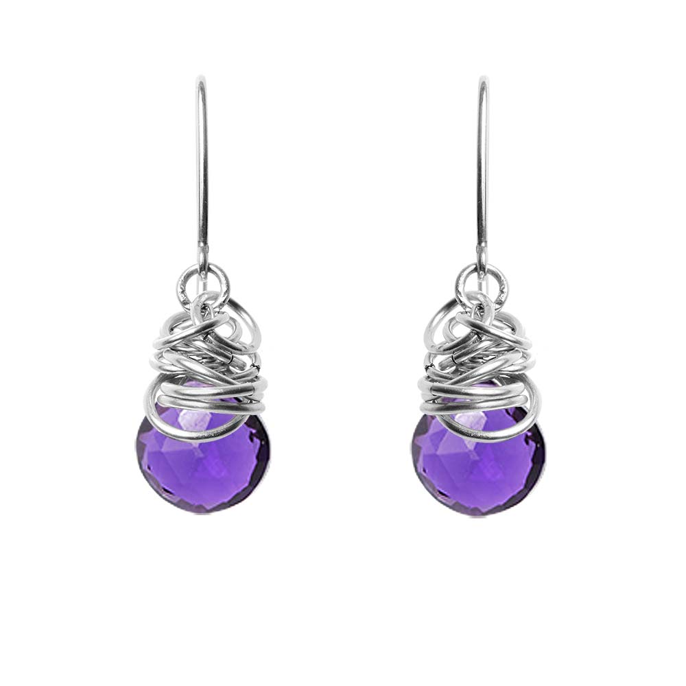 Sterling silver Amethyst earrings, Sterling silver Amethyst gemstone earrings, Sterling silver Amethyst birthstone earrings