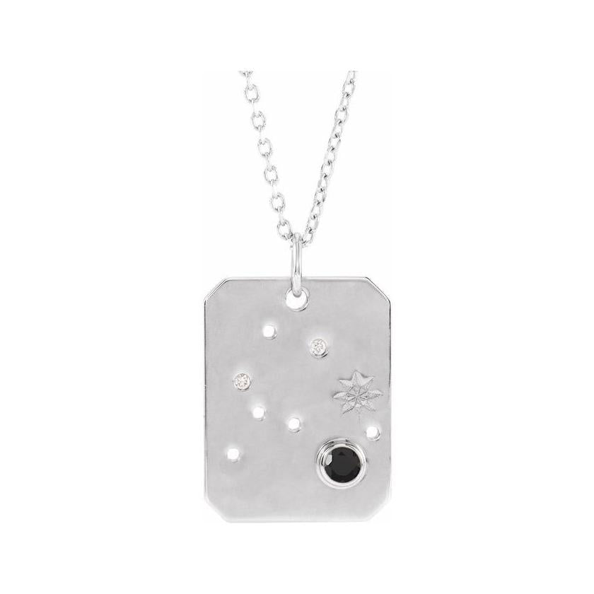 Sterling silver Aquarius constellation necklace with diamonds and birthstone on gold chain(Jan-20---Feb-18) variant--Aquarius variant--Sterling-silver