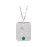 Sterling silver Aries constellation necklace with diamonds and birthstone on gold chain(Mar-21---Apr-19) variant--Aries variant--Sterling-silver