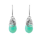 Handmade Chrysoprase dangle earrings in Sterling silver for perfect birthstone gift